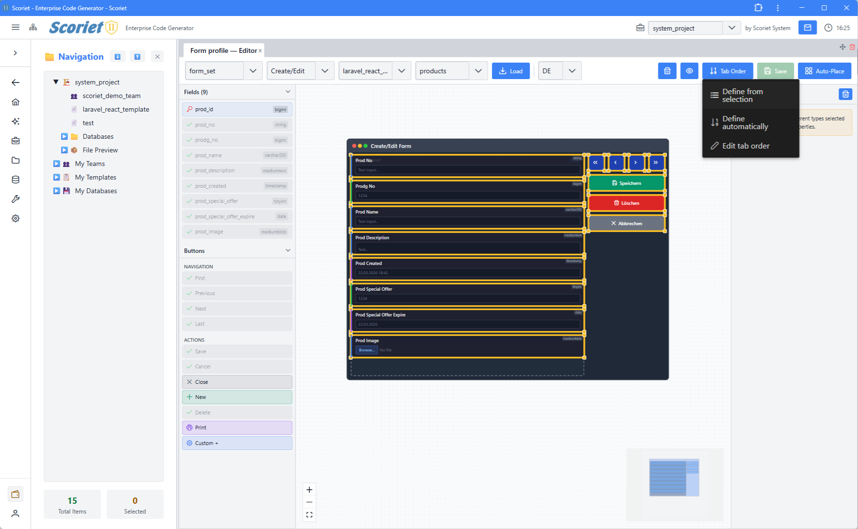 Form Designer Tab Order