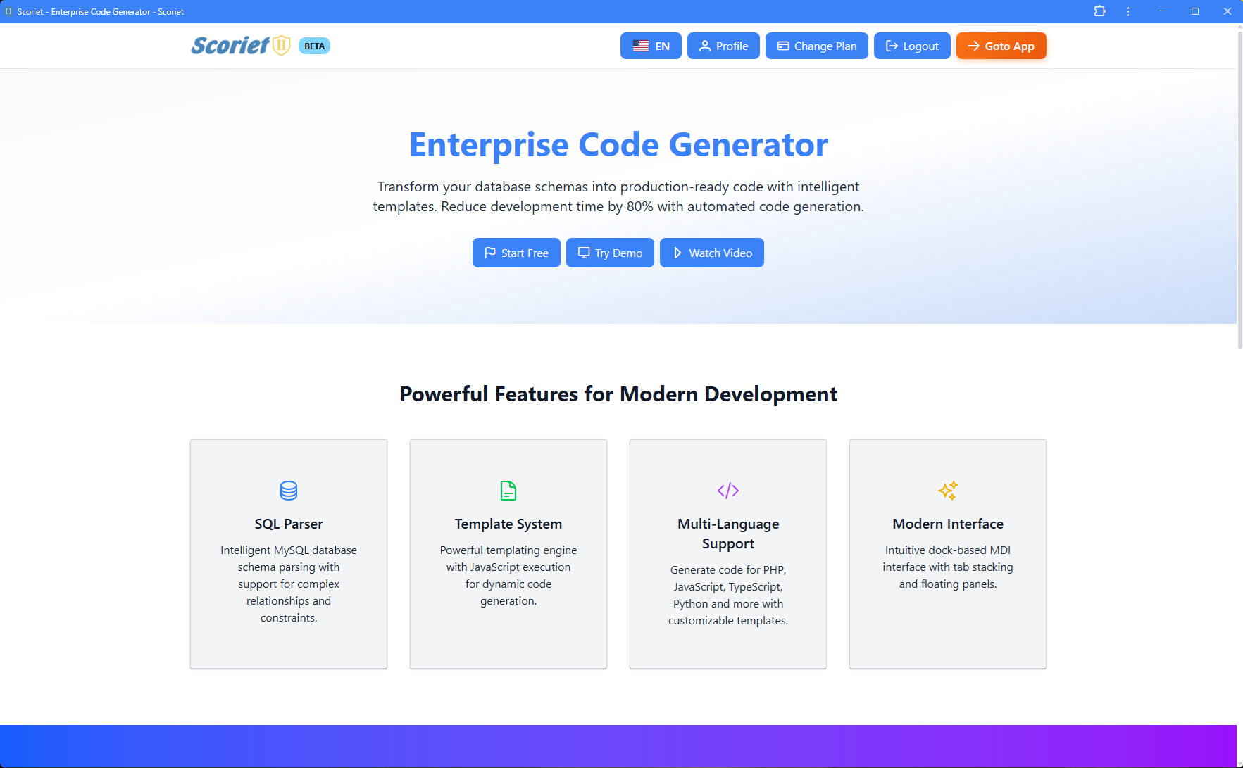 Scoriet Landing Page